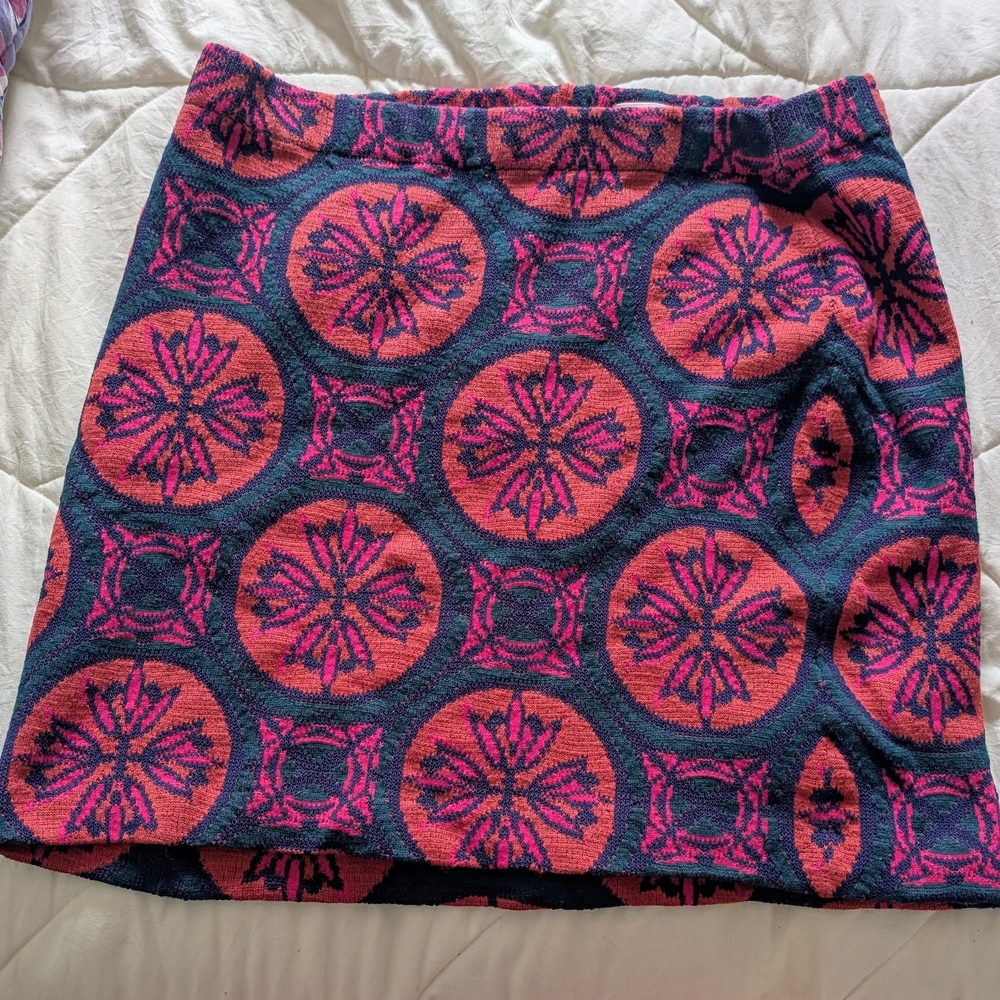 Maeve Pink and Blue Geometric Mini Skirt